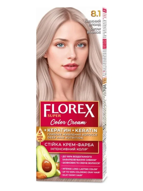 FLOREX стойкая крем краска 8,1 Снежный блонд