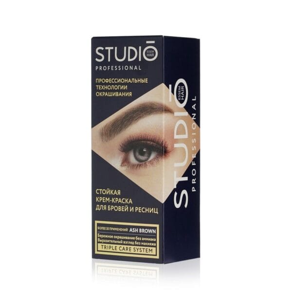 Краска Студио Стойкая краска для бровей и ресниц Пепельно-коричневый (Ash Brown), 50/30 мл