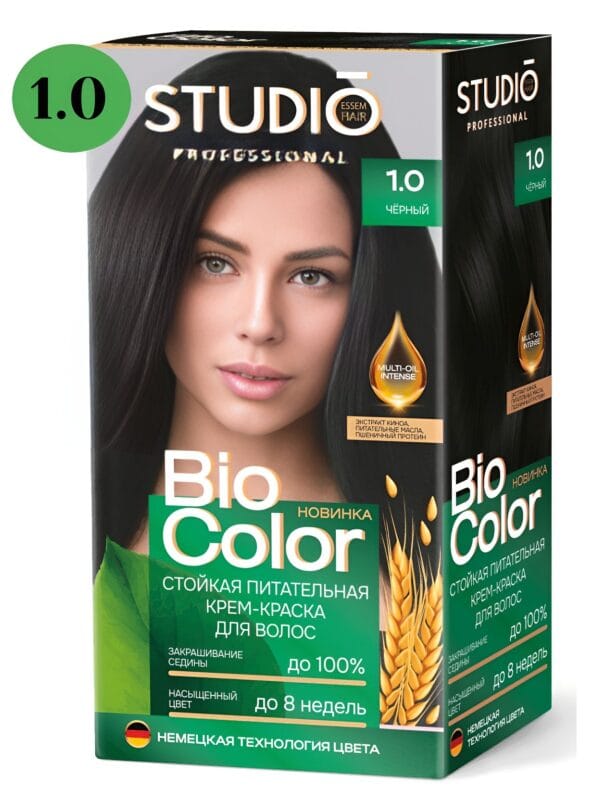 Biocolor 1.0 Черный, 50/50/15 мл Стойкая крем краска для волос