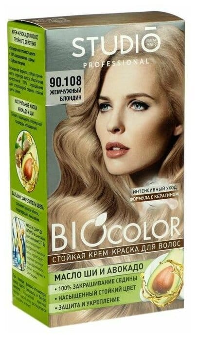 Biocolor 90.108 Жемчужный блондин, 50/50/15 мл Стойкая крем краска для волос